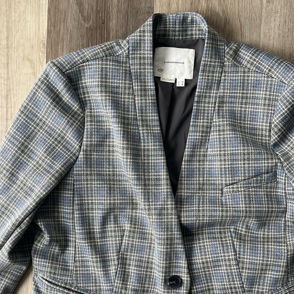 By Anthropologie Cropped Knit Tuxedo Blazer size 16 - Picture 12 of 14